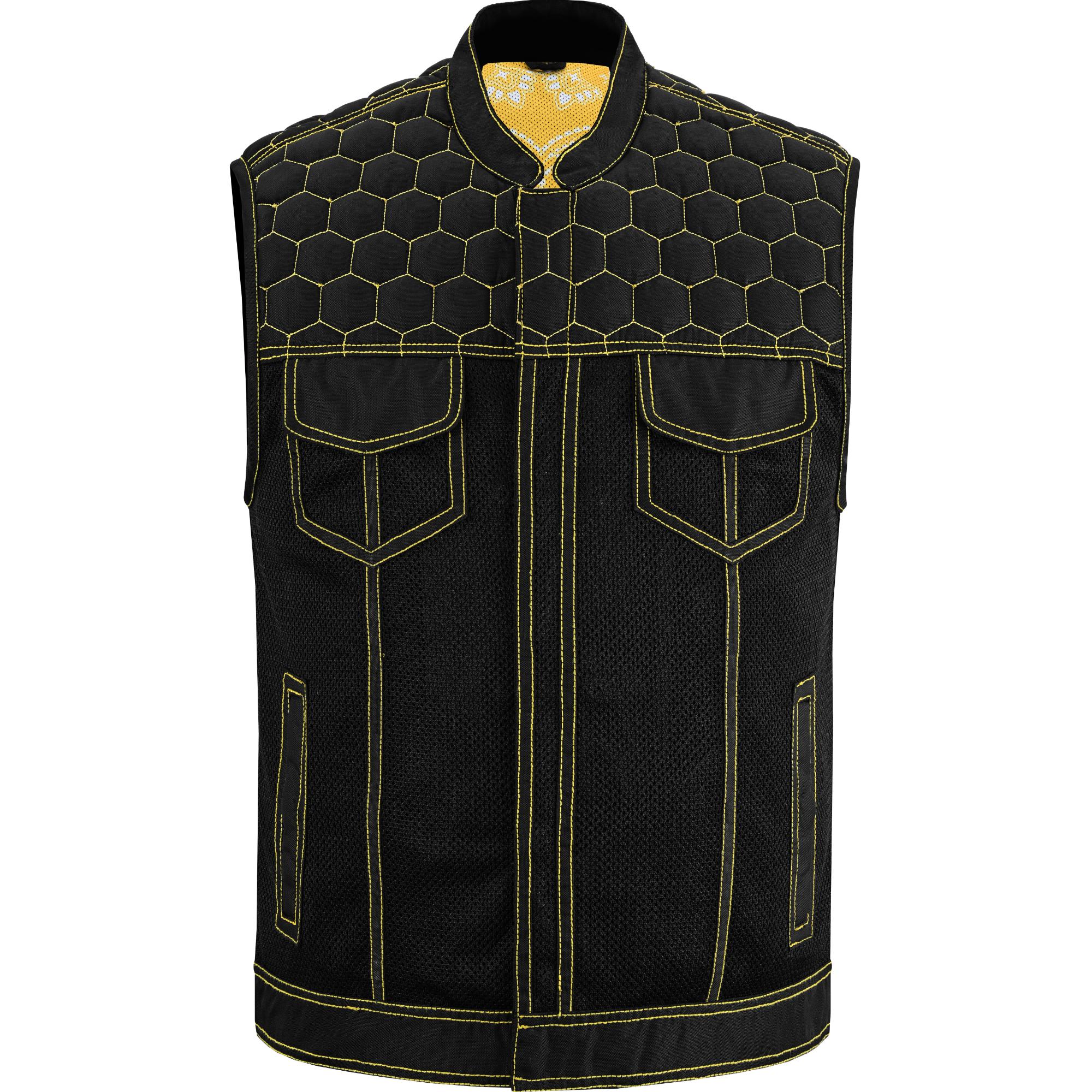 Gloom Gold Men's Black Mesh Textile Vest with Yellow Thread Detailing-Daniel Smart Mfg - Retail