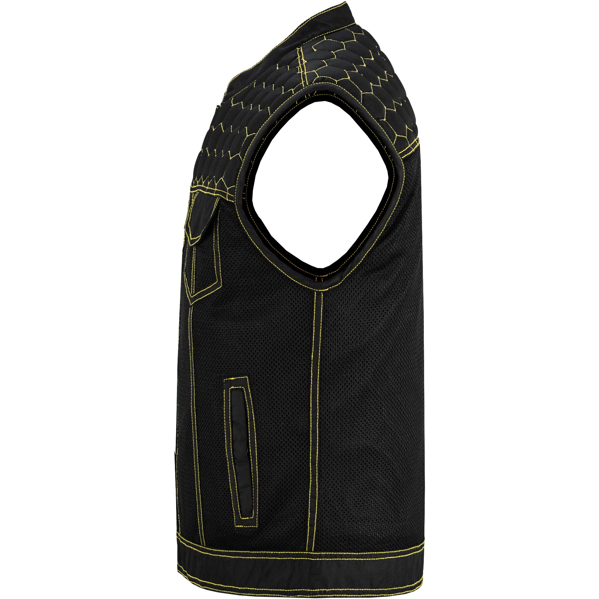 Gloom Gold Men's Black Mesh Textile Vest with Yellow Thread Detailing-Daniel Smart Mfg - Retail