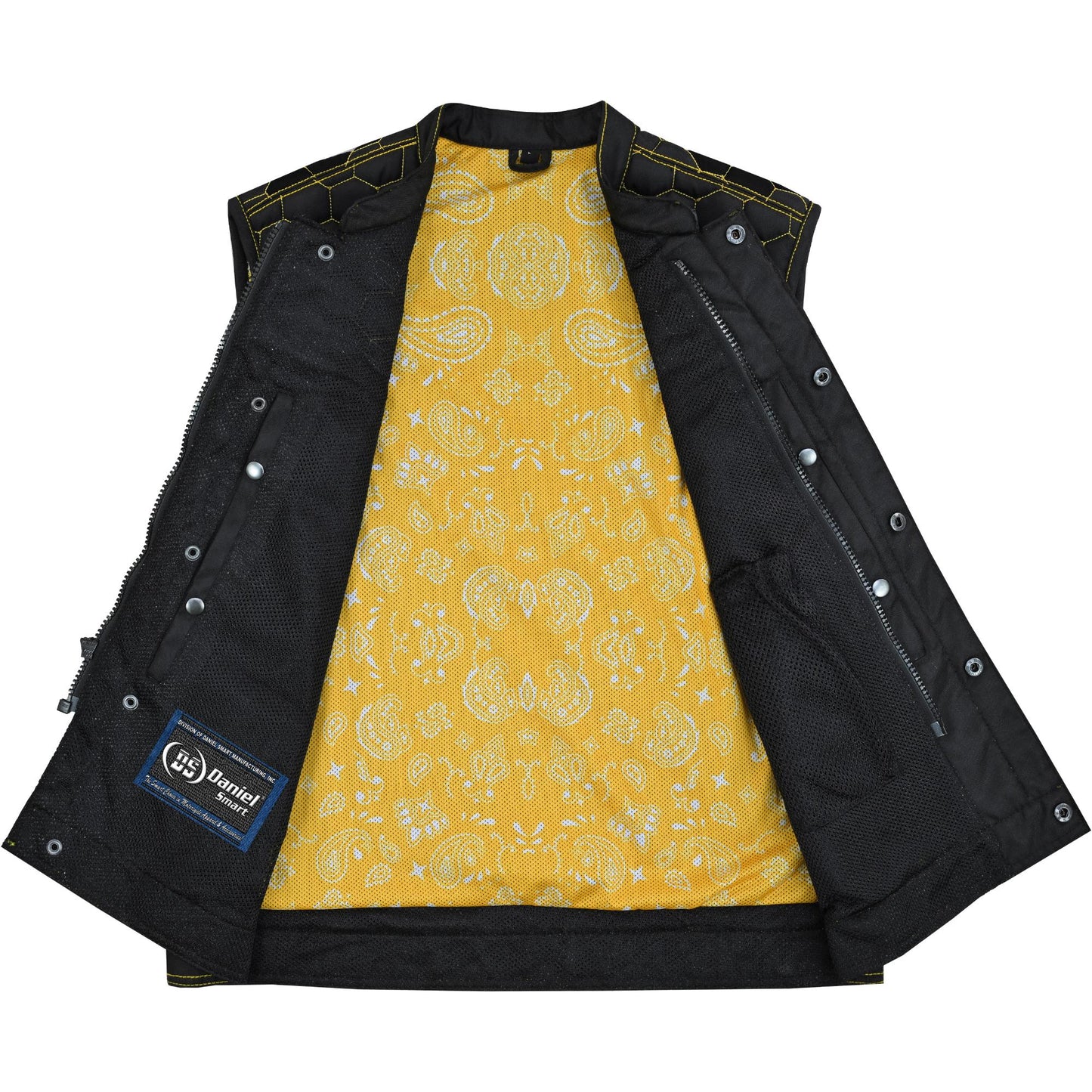 Gloom Gold Men's Black Mesh Textile Vest with Yellow Thread Detailing-Daniel Smart Mfg - Retail