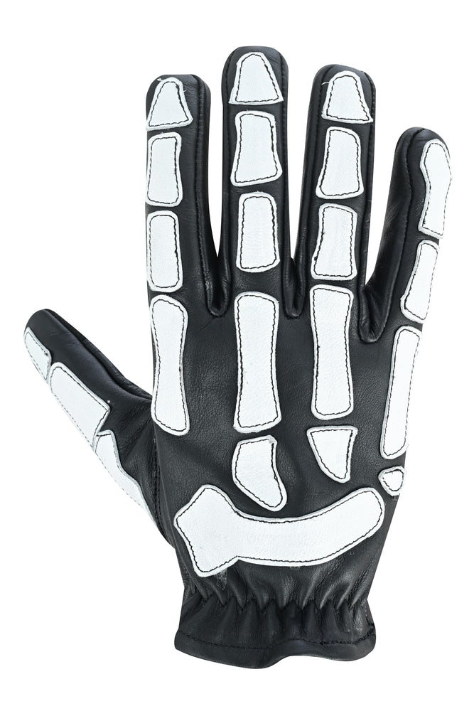 Glow Bones Black and White Leather Skeleton Glove-Daniel Smart Mfg - Retail