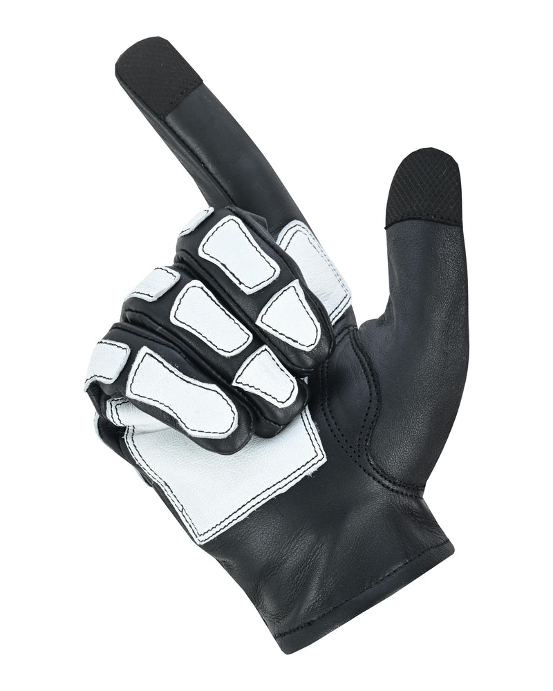 Glow Bones Black and White Leather Skeleton Glove-Daniel Smart Mfg - Retail