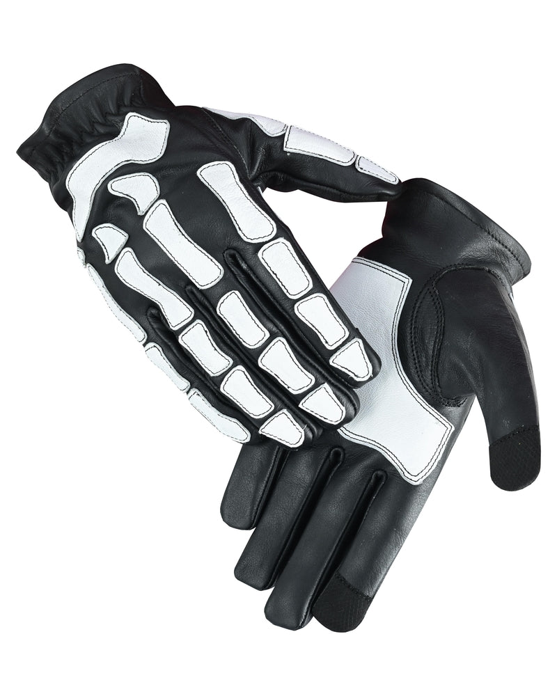 Glow Bones Black and White Leather Skeleton Glove-Daniel Smart Mfg - Retail