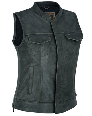 Granite - Women's Leather Vest-Womens Leather Vests-Daniel Smart Mfg - Retail