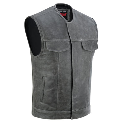 Gravon - Men's Motorcycle Leather Vest-Mens Leather Vests-Daniel Smart Mfg - Retail