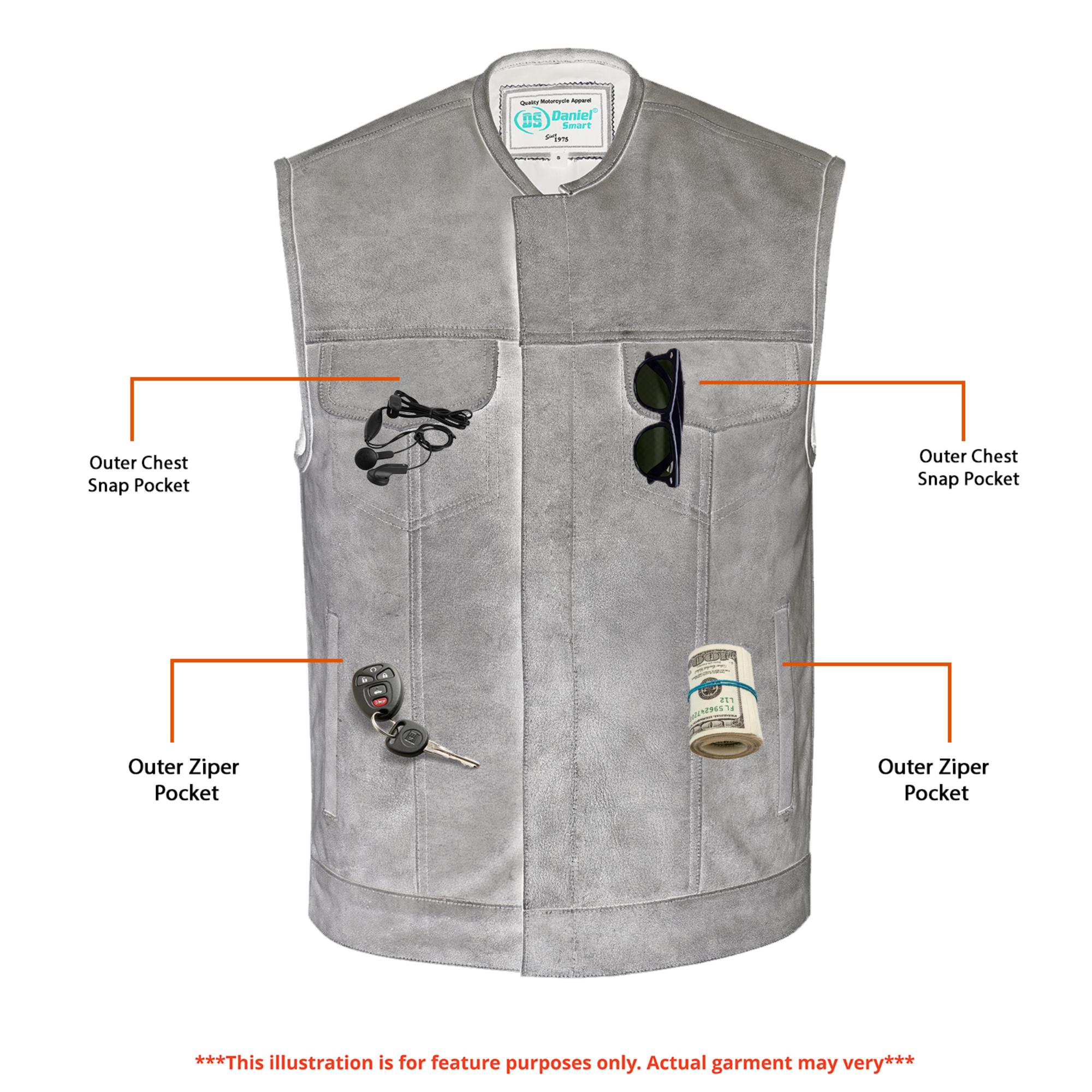 Gravon Men's Motorcycle Leather Vest