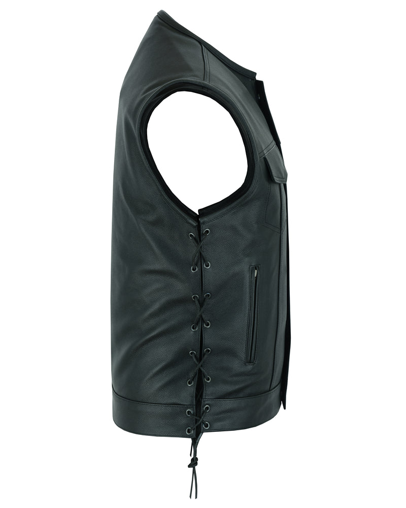 Hawk - Men's Motorcycle Leather Vest-Mens Leather Vests-Daniel Smart Mfg - Retail