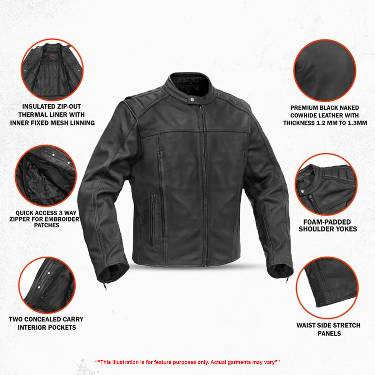 HellWay Men’s Leather Motorcycle Jacket