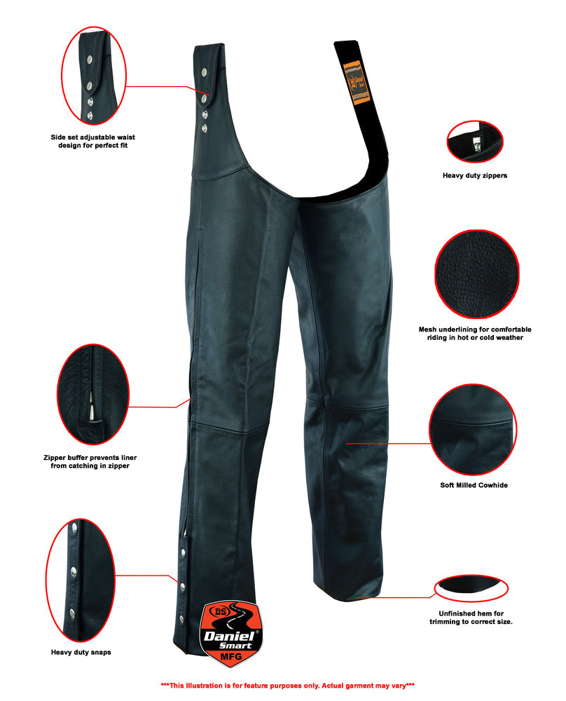 Highway Howler - Unisex Motorcycle Leather Chaps-Unisex Chaps & Pants-Daniel Smart Mfg - Retail
