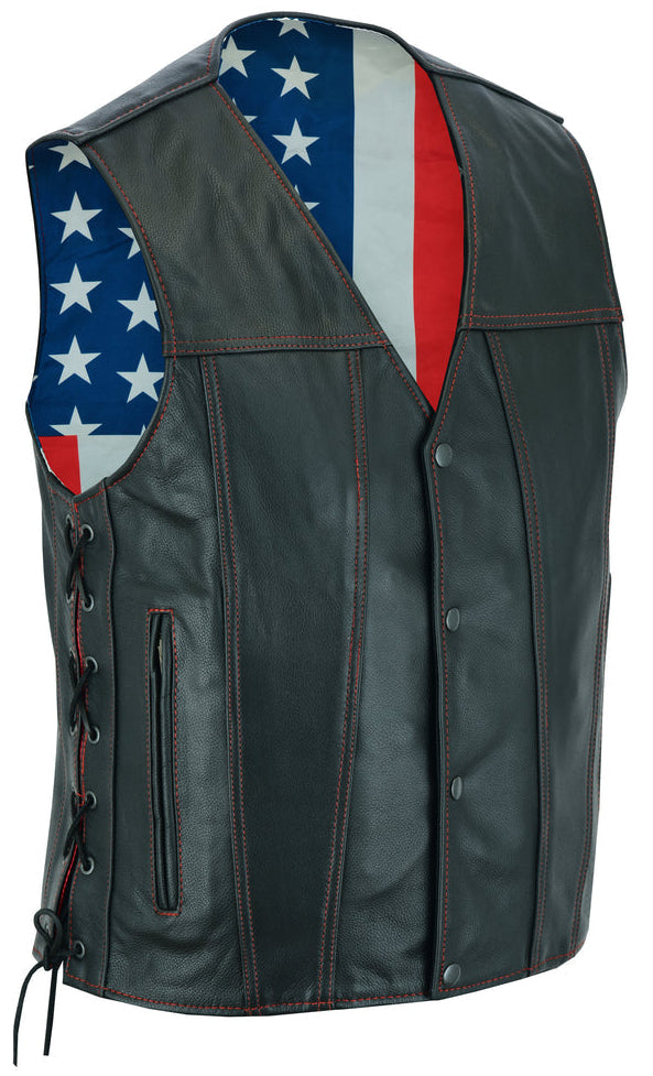 Honor - Men's Motorcycle Leather Vest-Mens Leather Vests-Daniel Smart Mfg - Retail