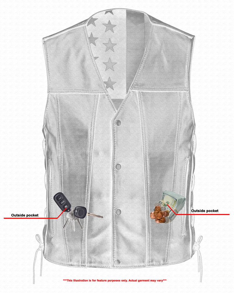 Honor - Men's Motorcycle Leather Vest-Mens Leather Vests-Daniel Smart Mfg - Retail