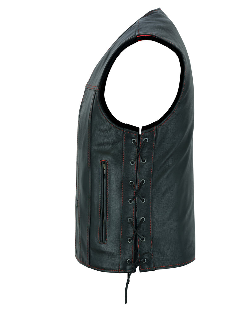 Honor - Men's Motorcycle Leather Vest-Mens Leather Vests-Daniel Smart Mfg - Retail