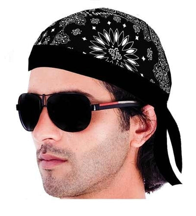 HW2605 Headwrap Paisley Lined Black-Headwraps-Daniel Smart Mfg - Retail