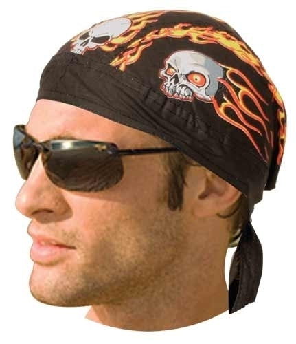 HW2611 Headwrap Flaming Skulls-Daniel Smart Mfg - Retail