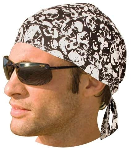 HW2685 Headwrap White Skulls-Daniel Smart Mfg - Retail