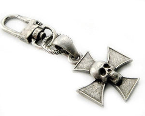 K-SKICP Skull Iron Cross Clip-On-Wallet Chains/Key Leash-Daniel Smart Mfg - Retail