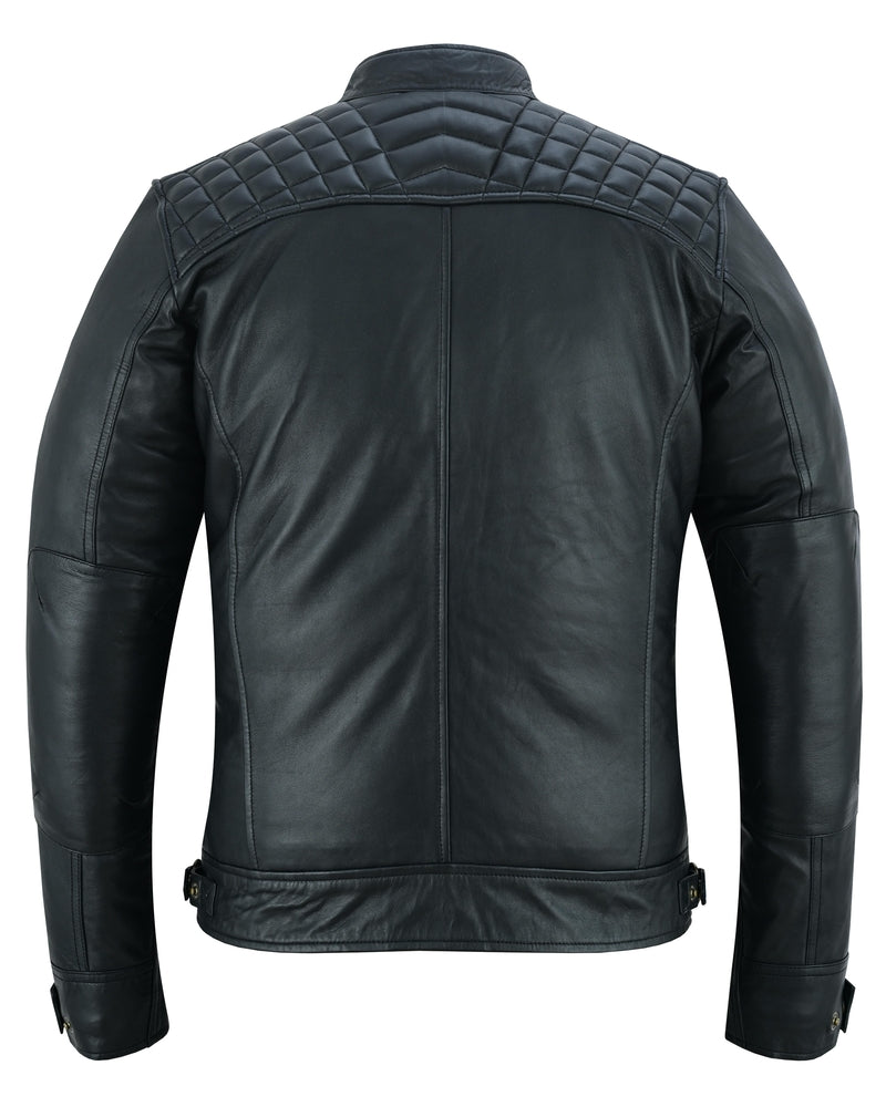 Men's Faux Leather Jacket With Snap Button Collar-Daniel Smart Mfg - Retail