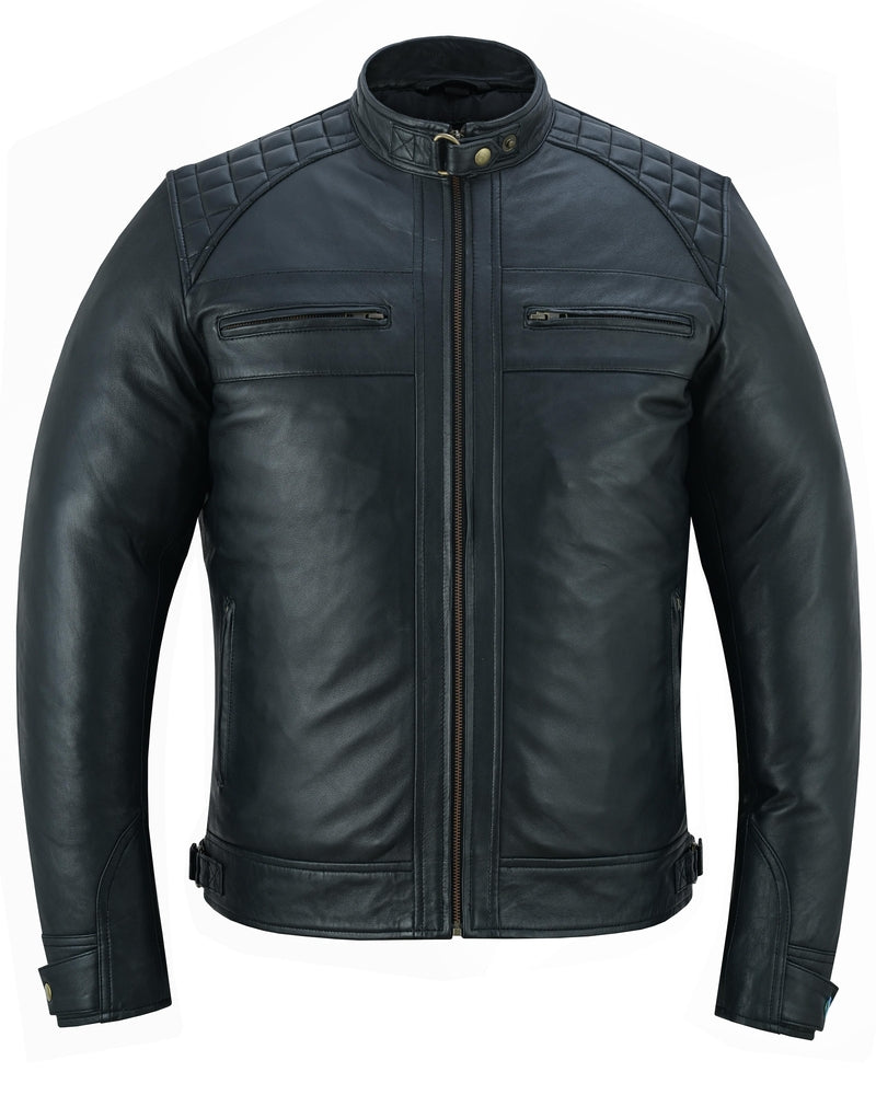 Men's Faux Leather Jacket With Snap Button Collar-Daniel Smart Mfg - Retail