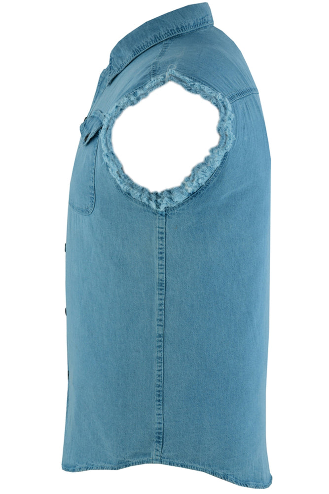 Men's Sleeveless Lightweight Denim Shirt-Denim Shirts-Daniel Smart Mfg - Retail