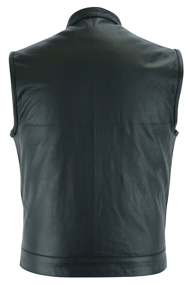 Metro - Men's Motorcycle Leather Vest-Mens Leather Vests-Daniel Smart Mfg - Retail