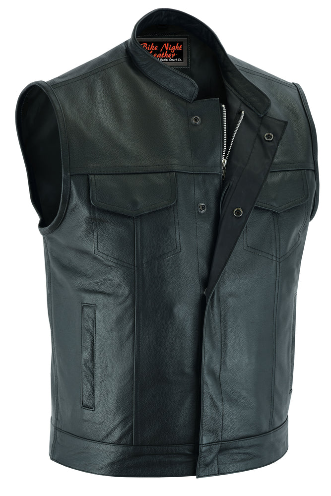 Metro - Men's Motorcycle Leather Vest-Mens Leather Vests-Daniel Smart Mfg - Retail