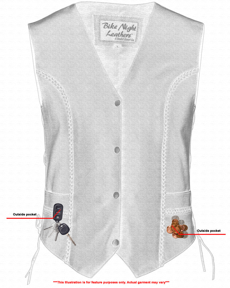 Miles Queen - Women's Leather Vest-Womens Leather Vests-Daniel Smart Mfg - Retail