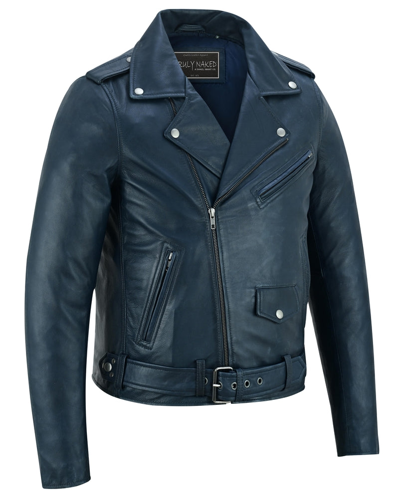 Moonlight Women's Navy Blue Fashion Leather Jacket-Womens Leather Motorcycle Jackets-Daniel Smart Mfg - Retail