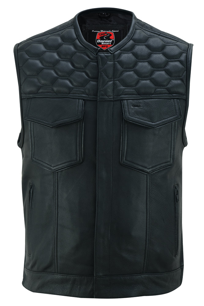 Neo - Men's Motorcycle Leather Vest-Mens Leather Vests-Daniel Smart Mfg - Retail
