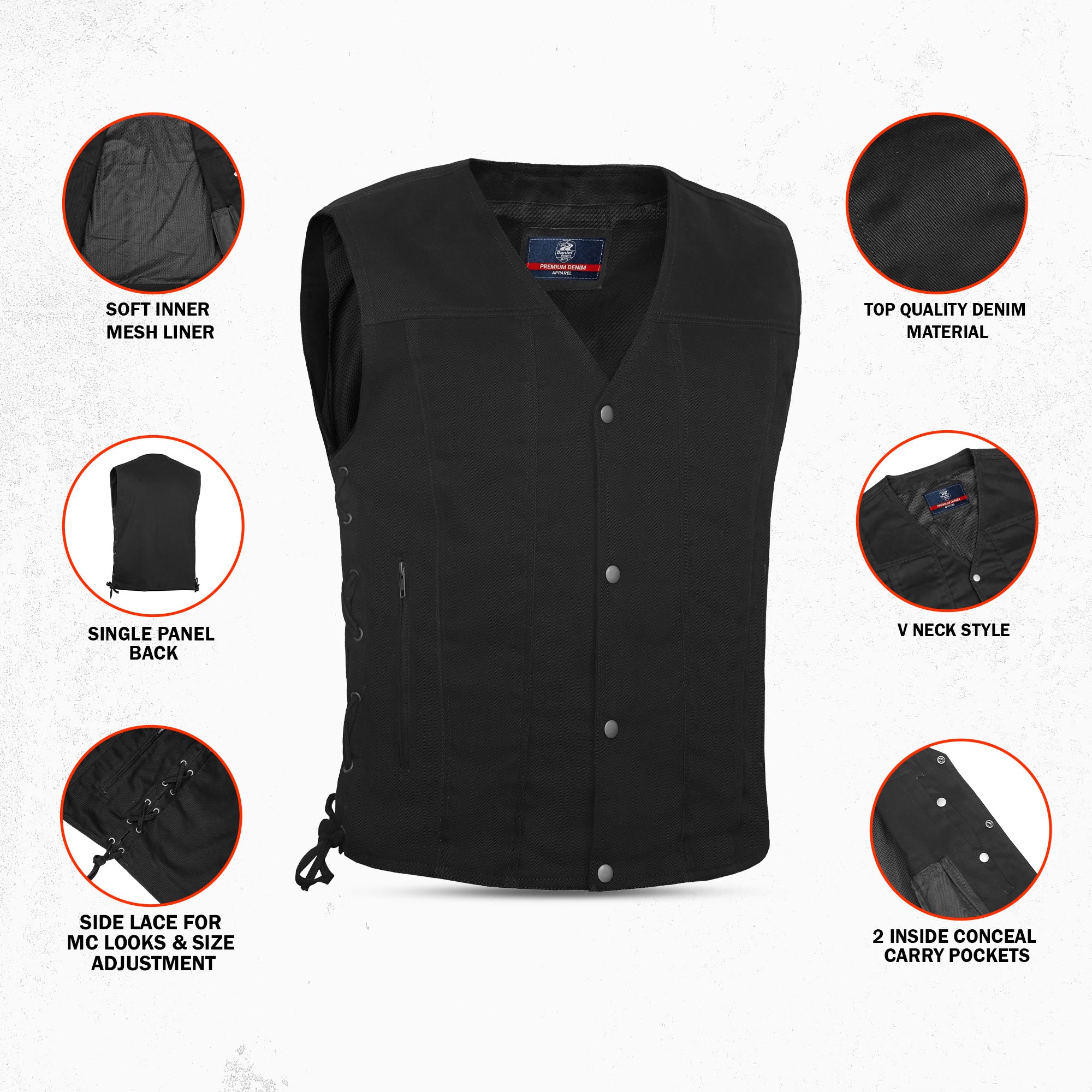 Strabler Men's Denim Motorcycle Vest