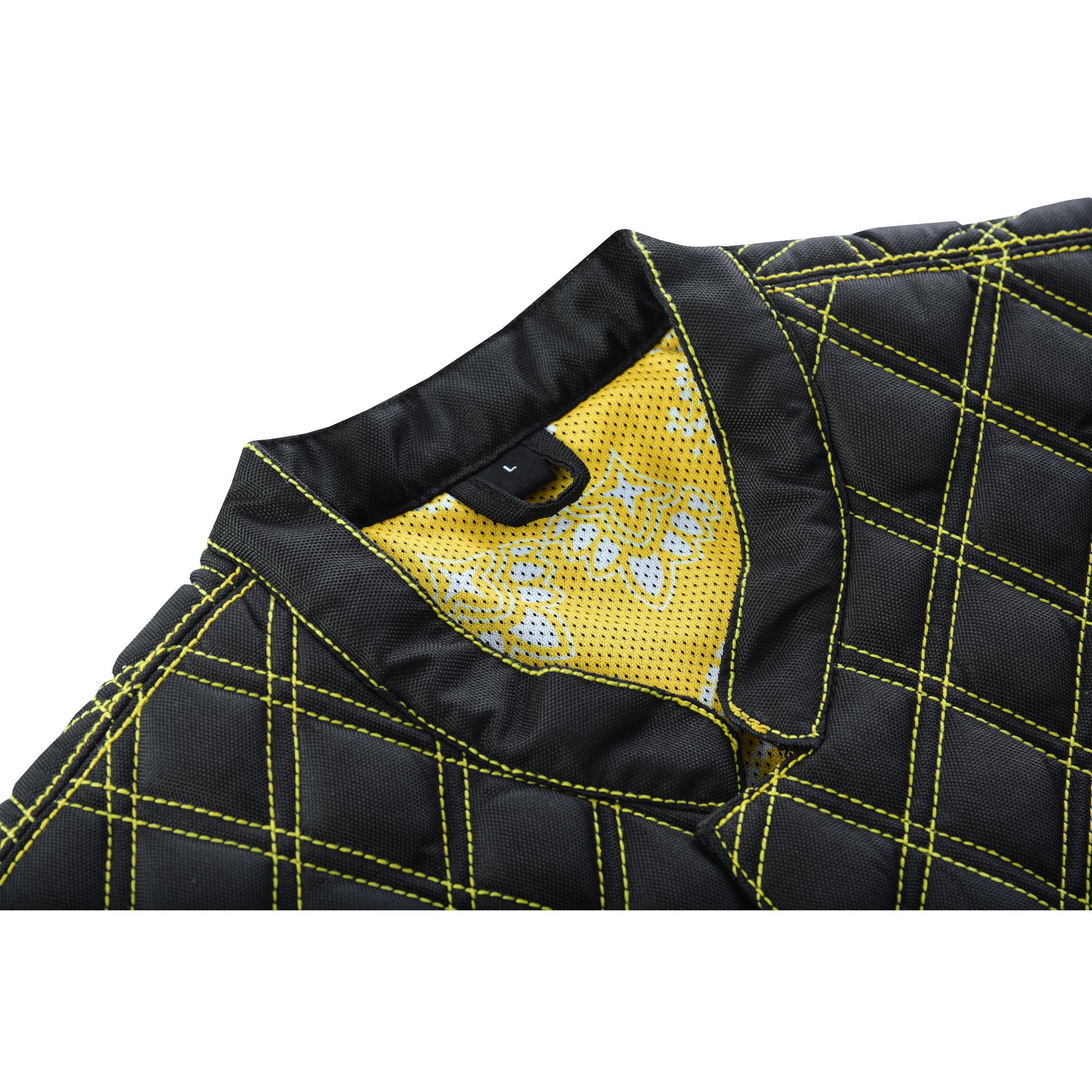 Nitro Rush Men's Black Mesh Textile Vest with Yellow Diamond Stitch-Daniel Smart Mfg - Retail