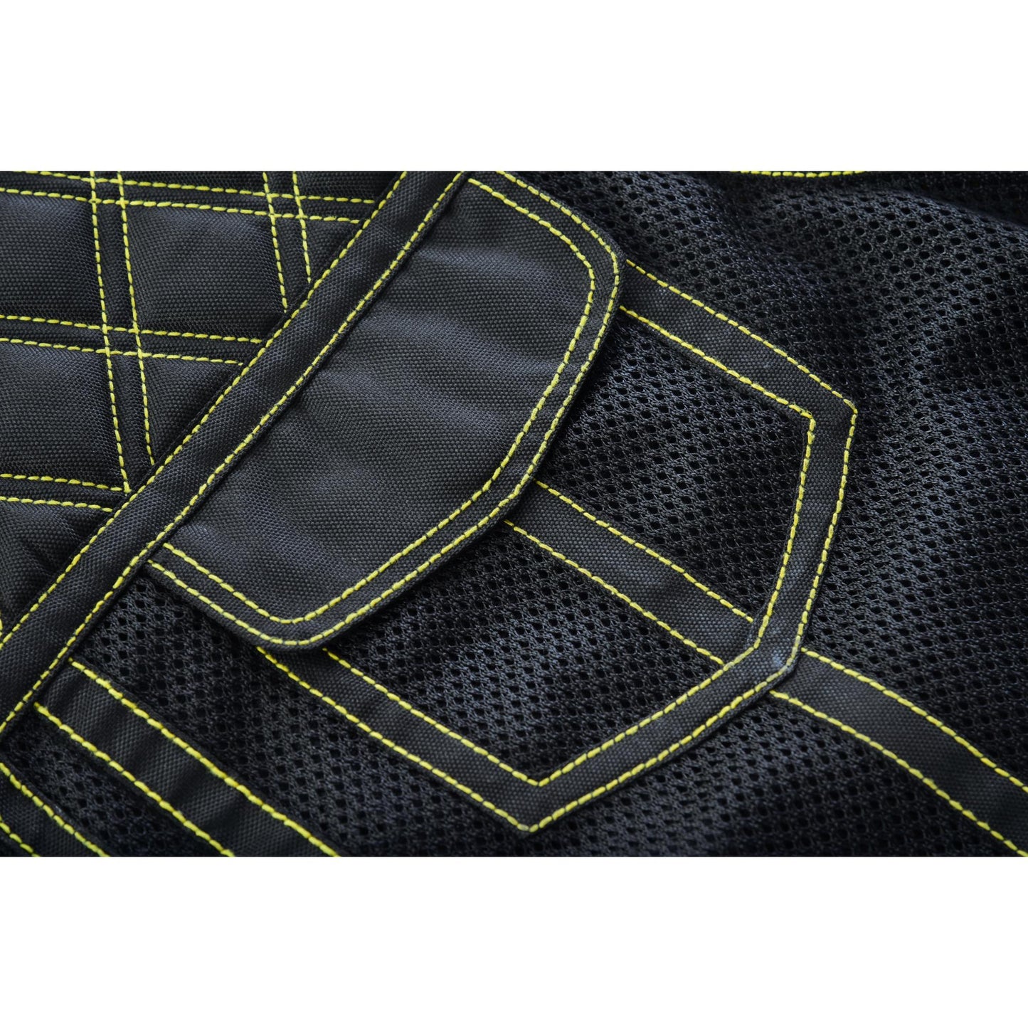 Nitro Rush Men's Black Mesh Textile Vest with Yellow Diamond Stitch-Daniel Smart Mfg - Retail