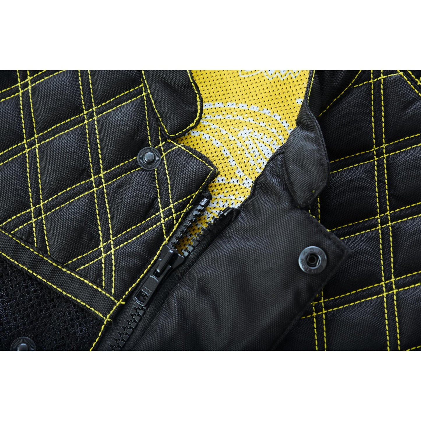 Nitro Rush Men's Black Mesh Textile Vest with Yellow Diamond Stitch-Daniel Smart Mfg - Retail