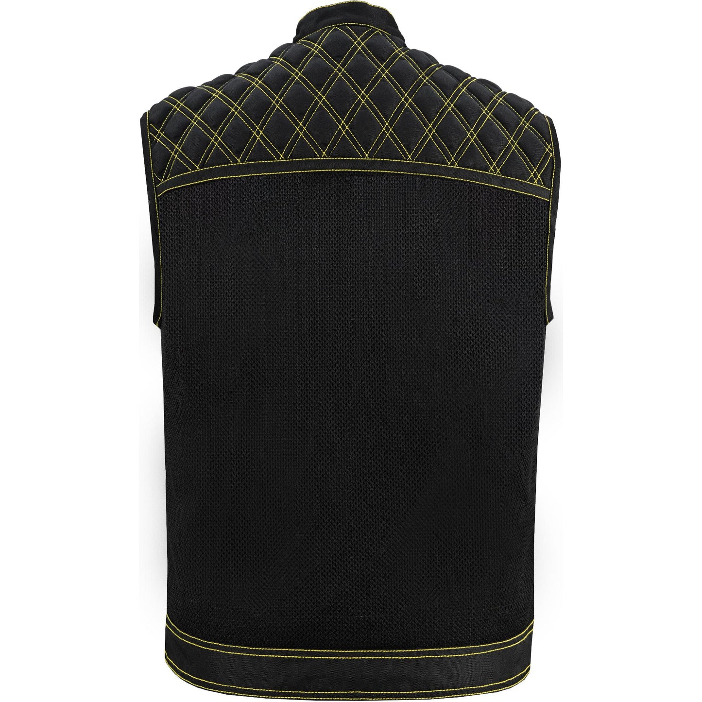 Nitro Rush Men's Black Mesh Textile Vest with Yellow Diamond Stitch-Daniel Smart Mfg - Retail