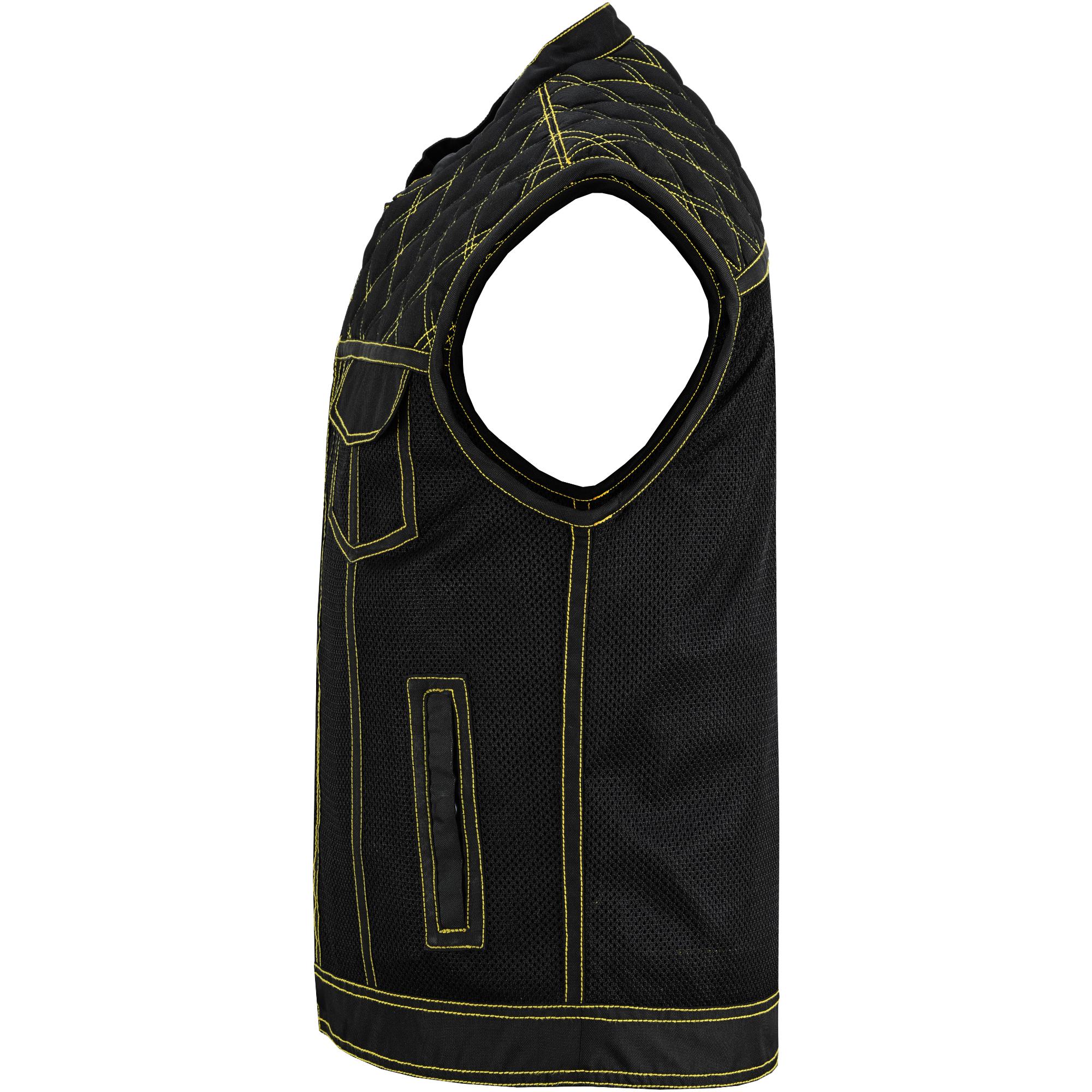 Nitro Rush Men's Black Mesh Textile Vest with Yellow Diamond Stitch-Daniel Smart Mfg - Retail