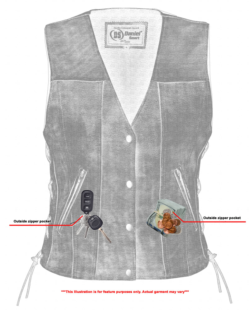 Oak - Women's Leather Vest-Womens Leather Vests-Daniel Smart Mfg - Retail