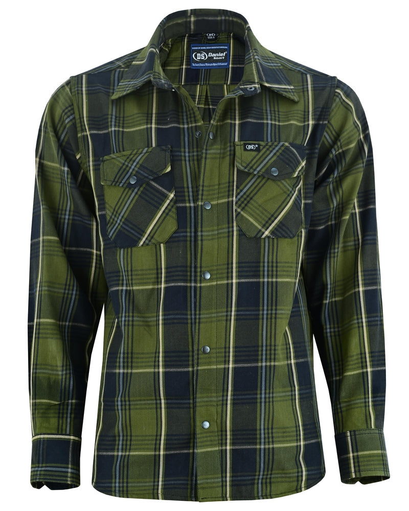 Olive Essence Men's Green Flannel Shirt-Daniel Smart Mfg - Retail