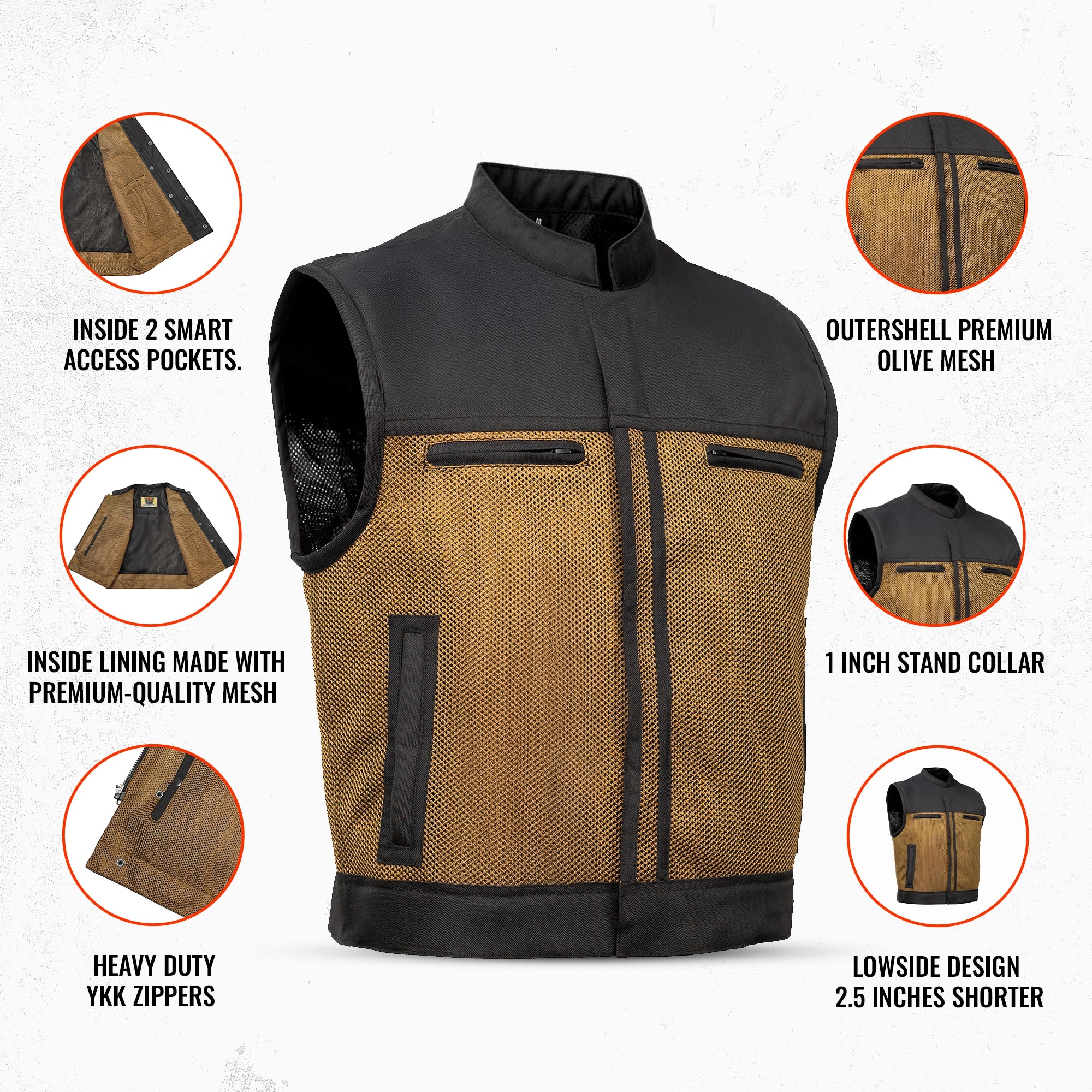 Lowside Summer Spark Men’s Motorcycle Mesh Vest Daniel Smart Manufacturing