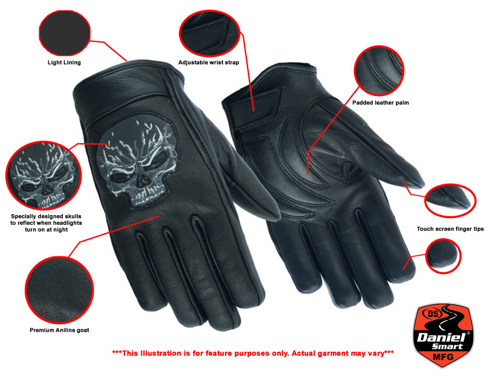 DS47   Reflective Skull Short Glove