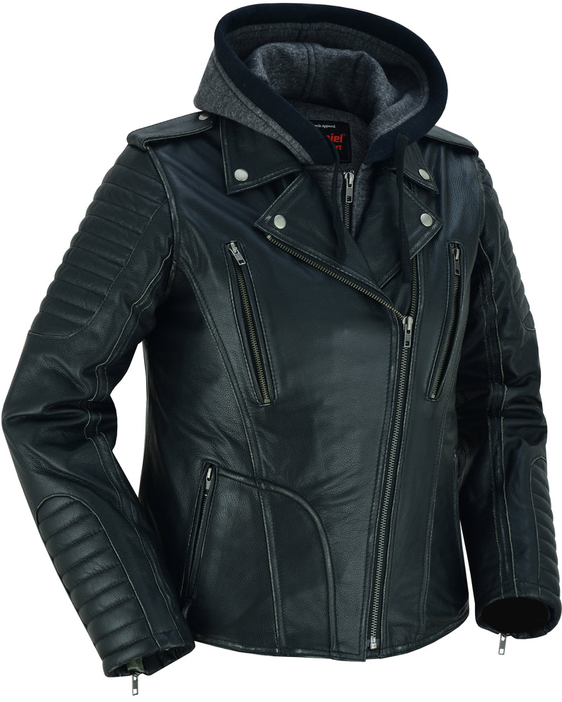 DS877 Women's M/C Jacket with Rub-Off Finish