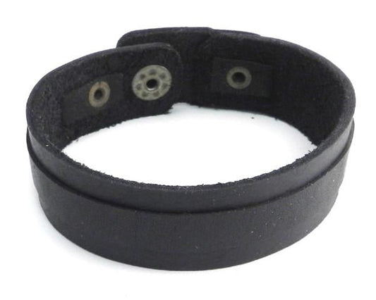 PV3206BLK Black Layered Leather Strap Bracelet