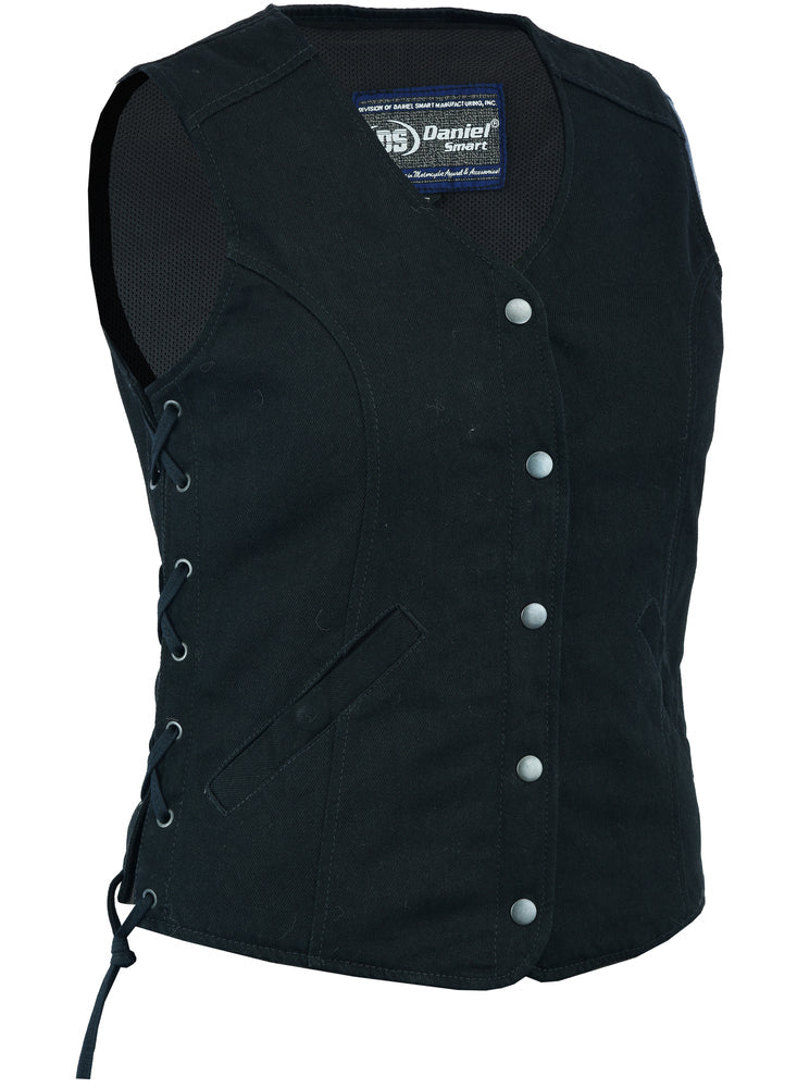 DM908  Women's Denim Longer Body & ¾ Vest - Side Laces