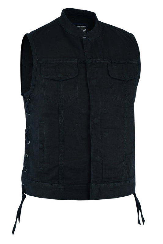 DM986 Women's Advance Side Laces Black Construction Denim Vest