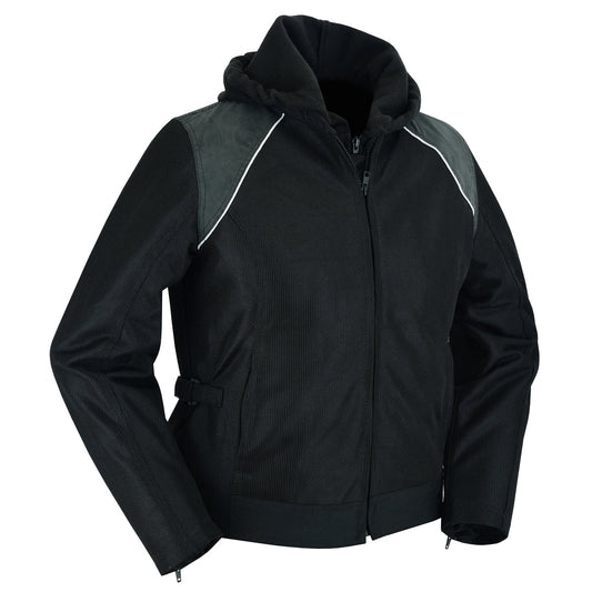 DS867 Women's  Mesh 3-in-1 Riding Jacket (Black/Black Tone Reflective)