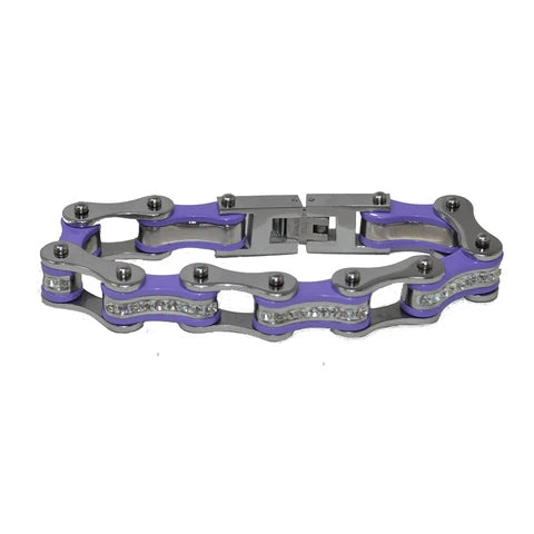 VJ1108 Two Tone Silver/Purple W/White Crystal Centers