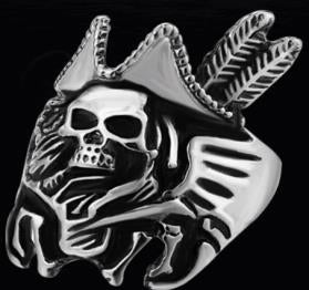 R189 Stainless Steel Pirate Hat Skull Face Biker Ring