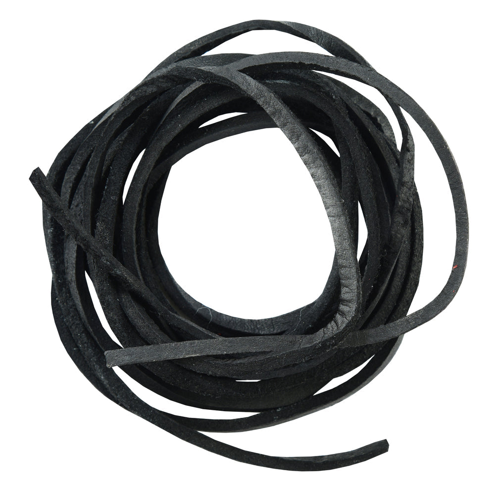 SLBLACK 6 Feet Leather Laces - Black