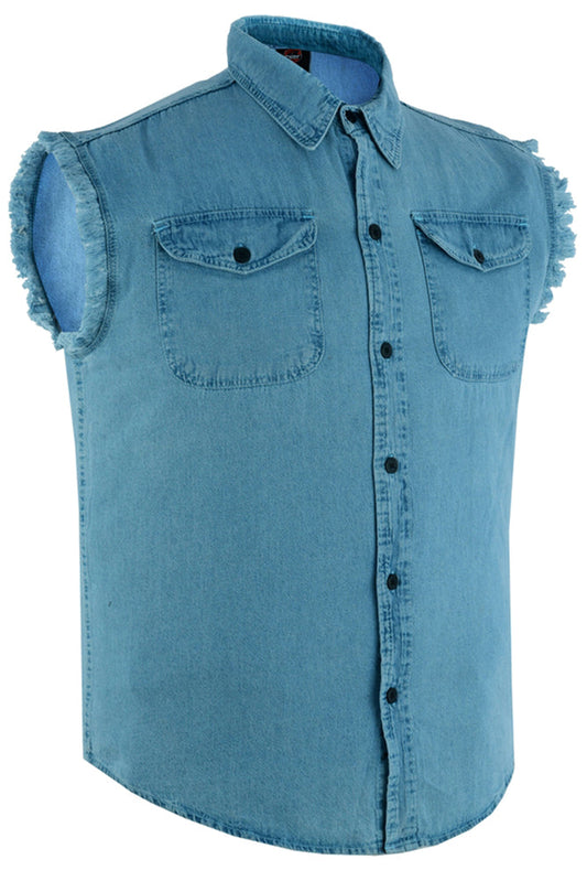 DM6002 Men's Blue Lightweight Sleeveless Denim Shirt