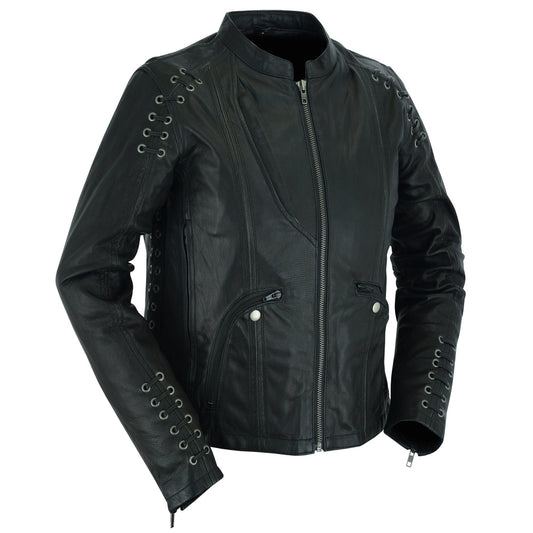 DS885 Women's Stylish Jacket with Grommet and Lacing Accents