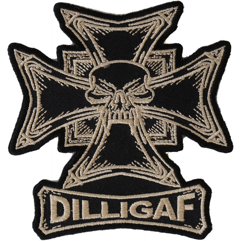 P2651 Dilligaf Skull Biker Patch-Daniel Smart Mfg - Retail