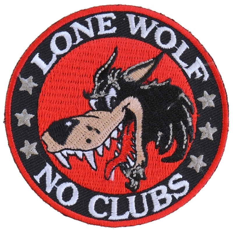 P2949 Lone Wolf No Clubs Biker Patch-Daniel Smart Mfg - Retail