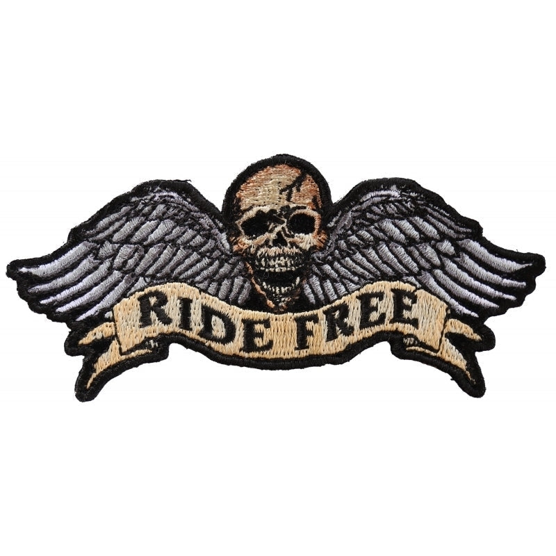 P3295 Ride Free Winged Skull Biker Patch-Daniel Smart Mfg - Retail